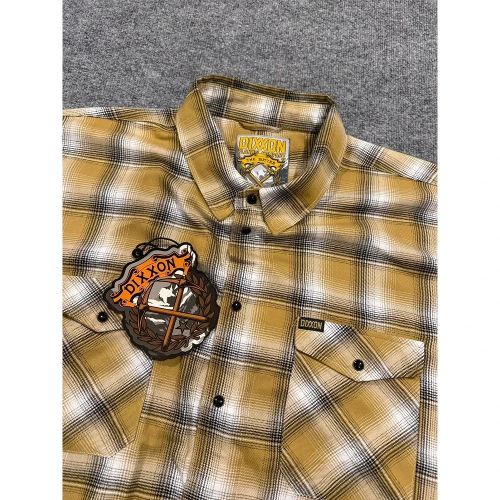 Dixxon Flannel The Sutter Mens 4X Yellow/gold Plaid Pearl Snap Closure